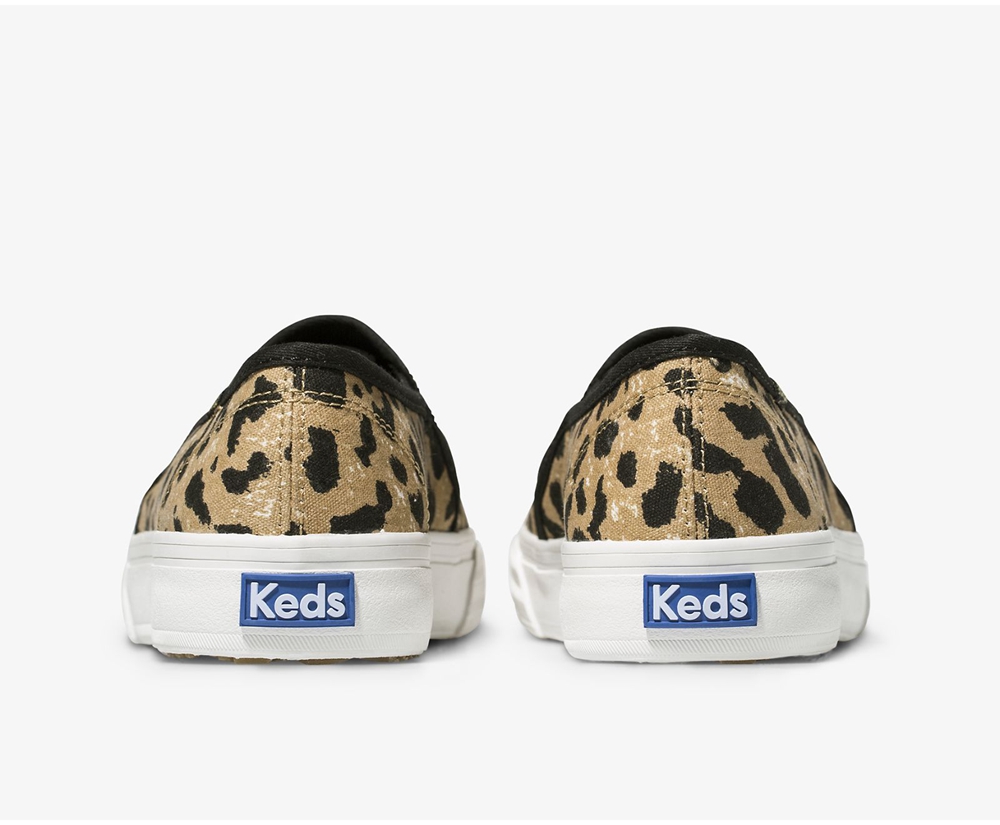 Slip Ons Keds Femme Marron - Double Decker Leopard - 769-SDLICX